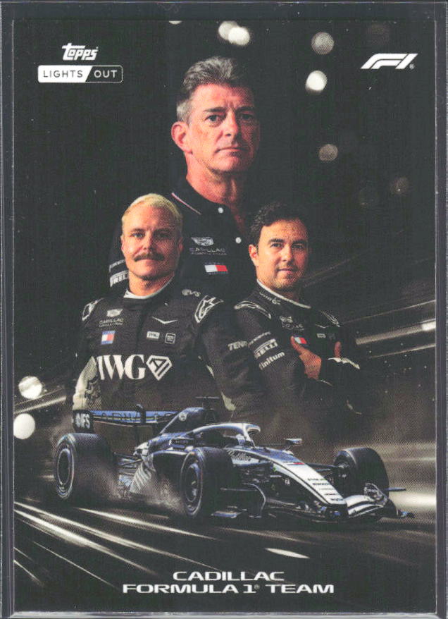 2026 Topps Formula 1 Lights Out Powertrain Graeme Lowdon / Sergio Perez / Valtteri Bottas - framsida