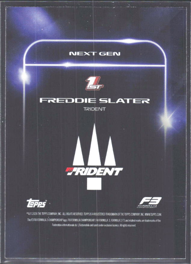 2026 Topps Formula 1 Lights Out Next Gen Freddie Slater - baksida