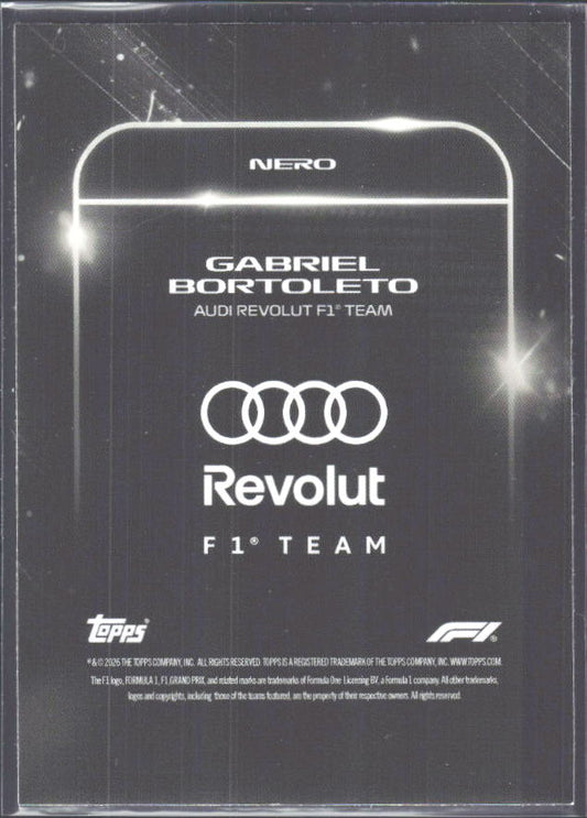 2026 Topps Formula 1 Lights Out Nero Gabriel Bortoleto - baksida