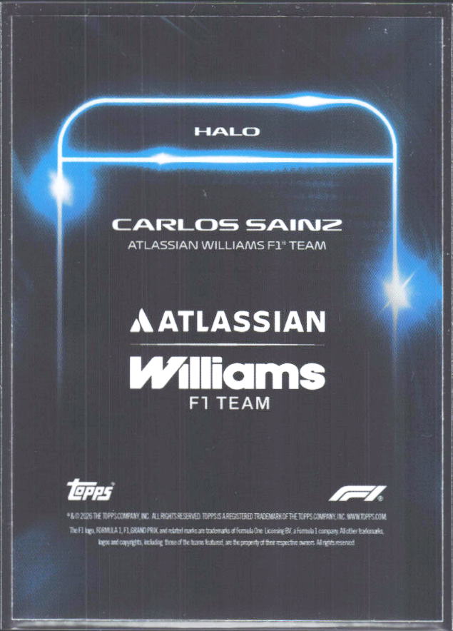 2026 Topps Formula 1 Lights Out Halo Carlos Sainz - baksida