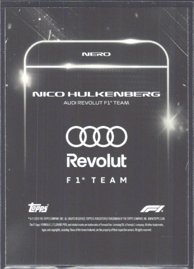 2026 Topps Formula 1 Lights Out Nero Nico Hülkenberg - baksida