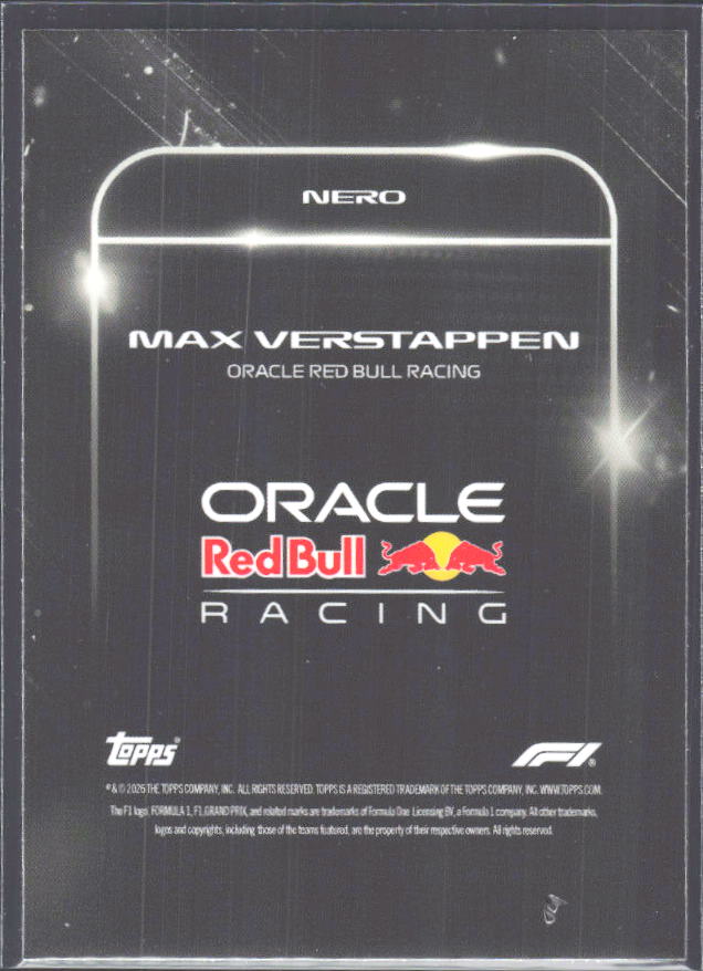 2026 Topps Formula 1 Lights Out Nero Max Verstappen - baksida