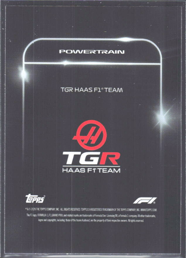 2026 Topps Formula 1 Lights Out Powertrain Ayao Komatsu / Esteban Ocon / Oliver Bearman - baksida