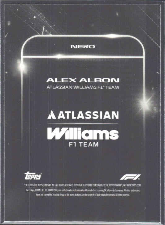 2026 Topps Formula 1 Lights Out Nero Alex Albon - baksida