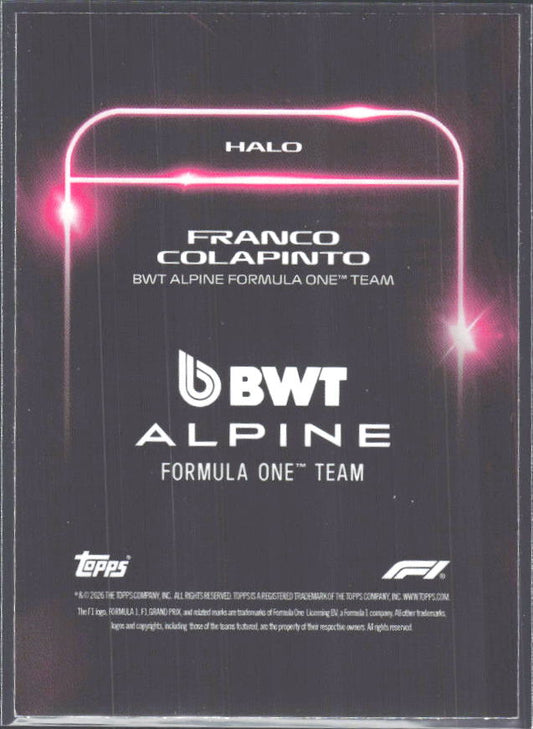 2026 Topps Formula 1 Lights Out Halo Franco Colapinto - baksida
