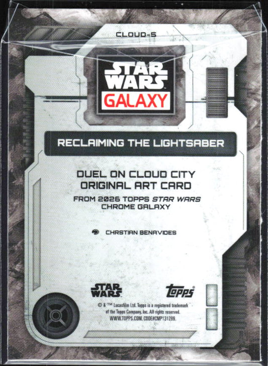2026 Topps Star Wars Chrome Galaxy #CLOUD-5 Reclaiming the Lightsaber Duel on Cloud City Original Art - baksida