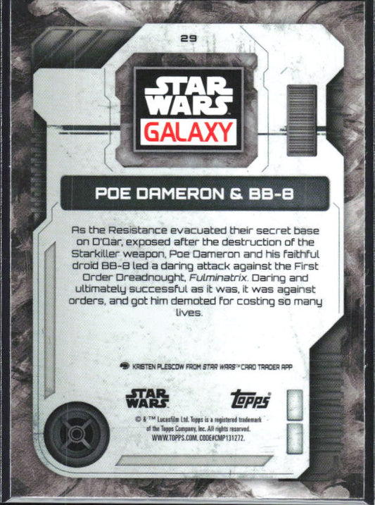 2026 Topps Star Wars Chrome Galaxy #29 Poe Dameron & BB-8 - baksida