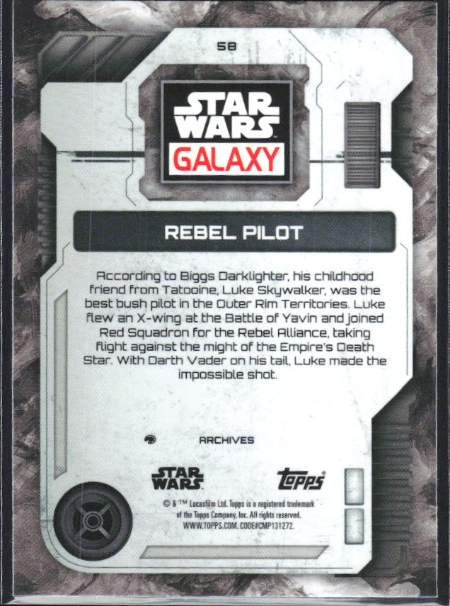 2026 Topps Star Wars Chrome Galaxy #58 Rebel Pilot - baksida