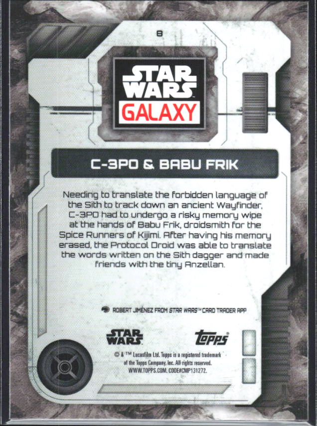 2026 Topps Star Wars Chrome Galaxy #8 C-3PO & Babu Frik - baksida