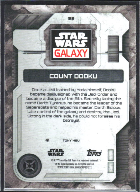 2026 Topps Star Wars Chrome Galaxy #92 Count Dooku - baksida