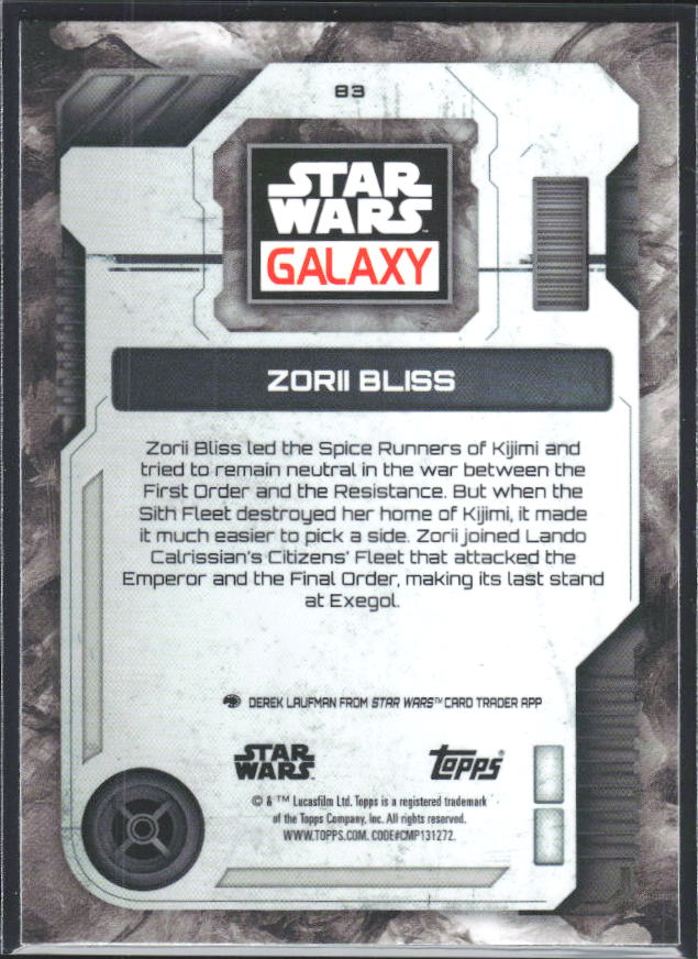 2026 Topps Star Wars Chrome Galaxy #83 Zorii Bliss - baksida