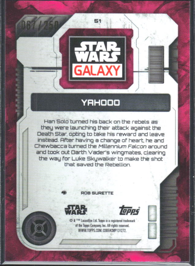 2026 Topps Star Wars Chrome Galaxy #51 Yahooo Magenta Lava Refractor 067/250 - baksida