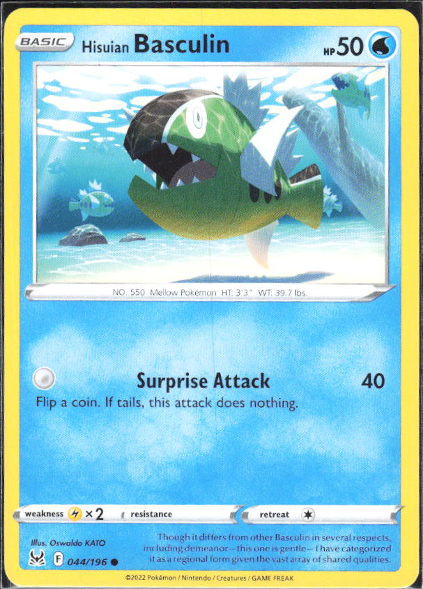 2022 Pokémon Sword & Shield: Lost Origin #044/196 Hisuian Basculin - framsida