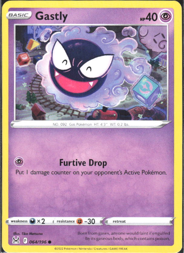 2022 Pokémon Sword & Shield: Lost Origin #064/196 Gastly - framsida