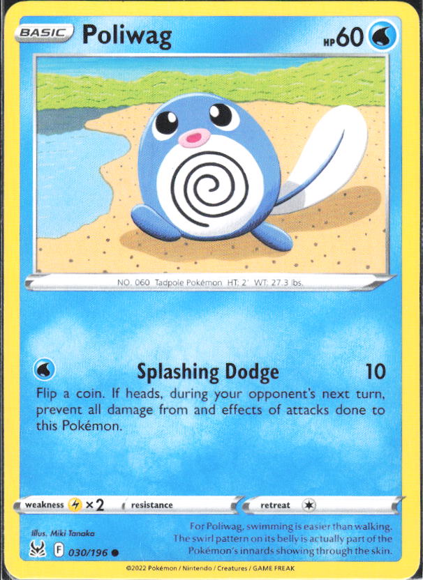2022 Pokémon Sword & Shield: Lost Origin #030/196 Poliwag - framsida