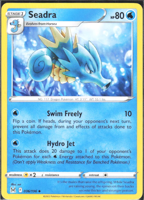 2022 Pokémon Sword & Shield: Lost Origin #036/196 Seadra - framsida