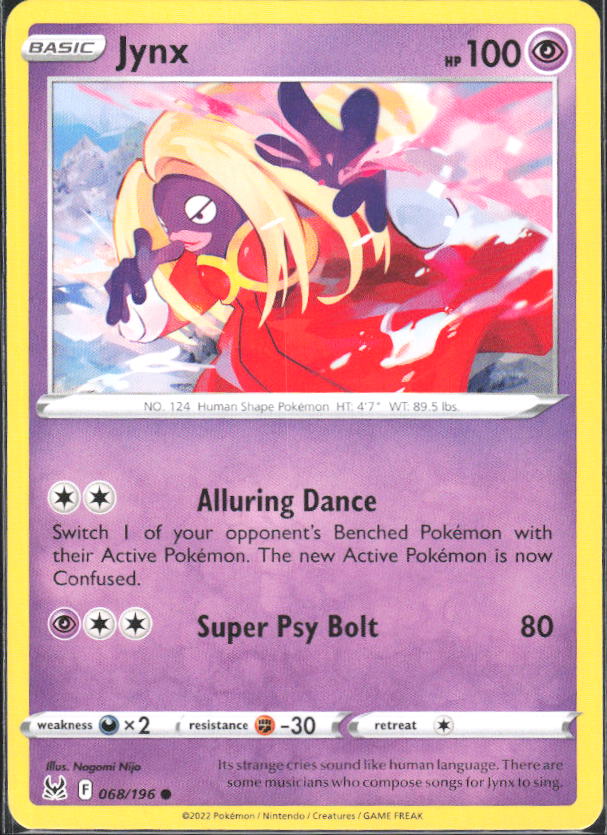 2022 Pokémon Sword & Shield: Lost Origin #068/196 Jynx - framsida