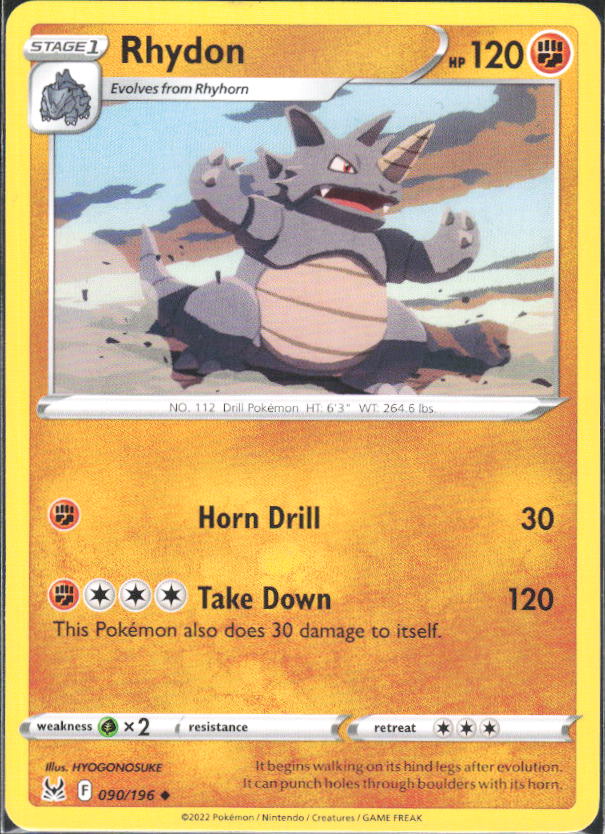 2022 Pokémon Sword & Shield: Lost Origin #090/196 Rhydon - framsida