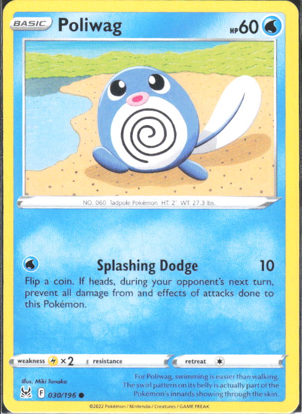 2022 Pokémon Sword & Shield: Lost Origin #030/196 Poliwag - framsida
