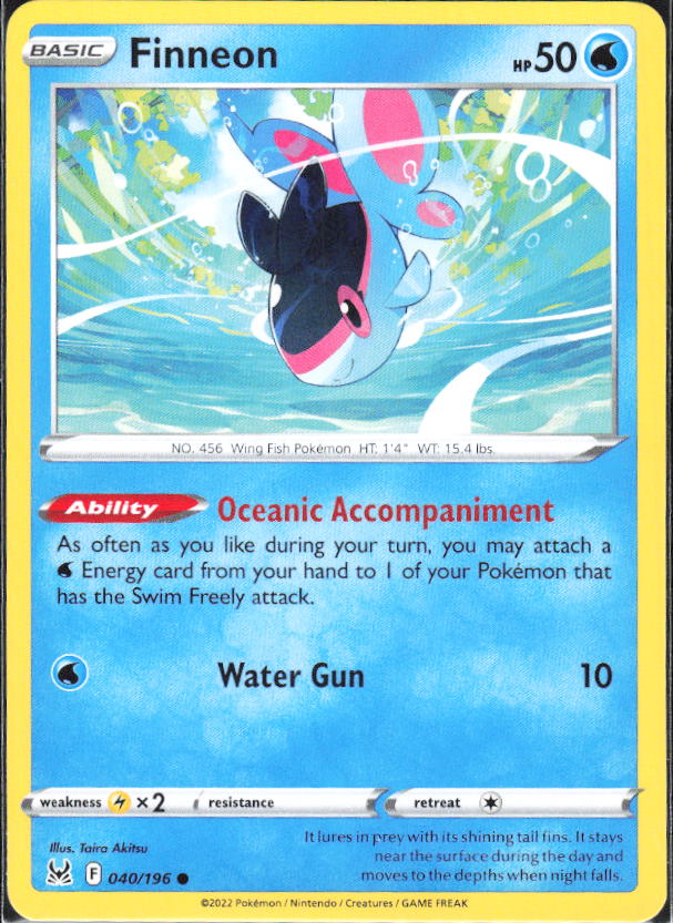 2022 Pokémon Sword & Shield: Lost Origin #040/196 Finneon - framsida