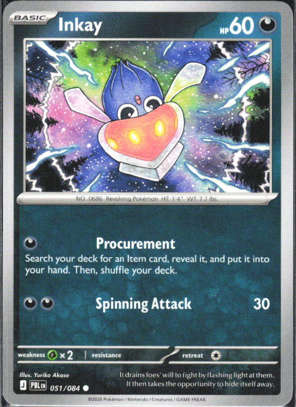 2026 Pokémon Pitch Black #051/084 Inkay - framsida