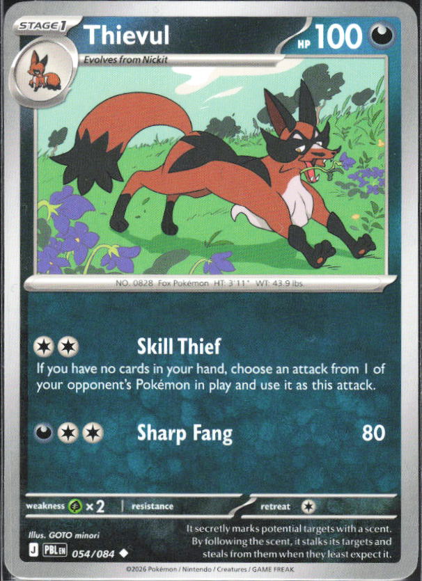 2026 Pokémon Pitch Black #054/084 Thievul - framsida