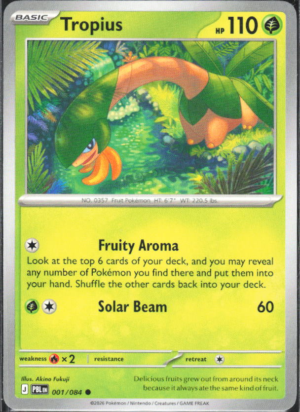 2026 Pokémon Pitch Black #001/084 Tropius - framsida