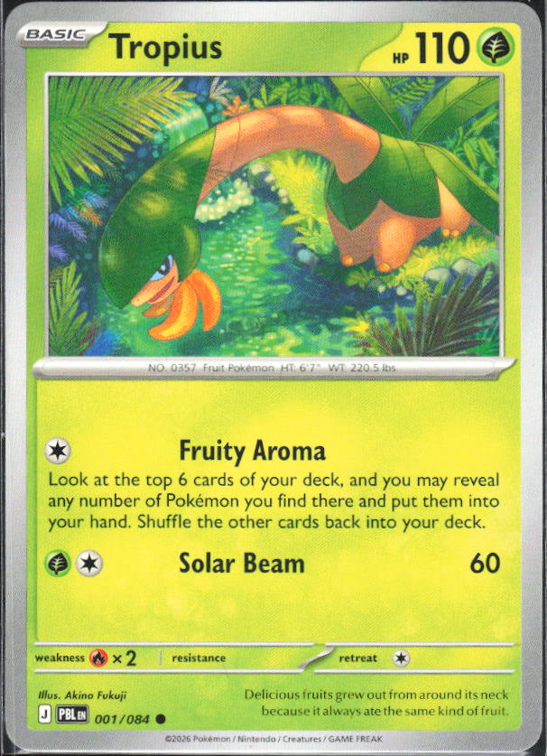2026 Pokémon Pitch Black #001/084 Tropius - framsida