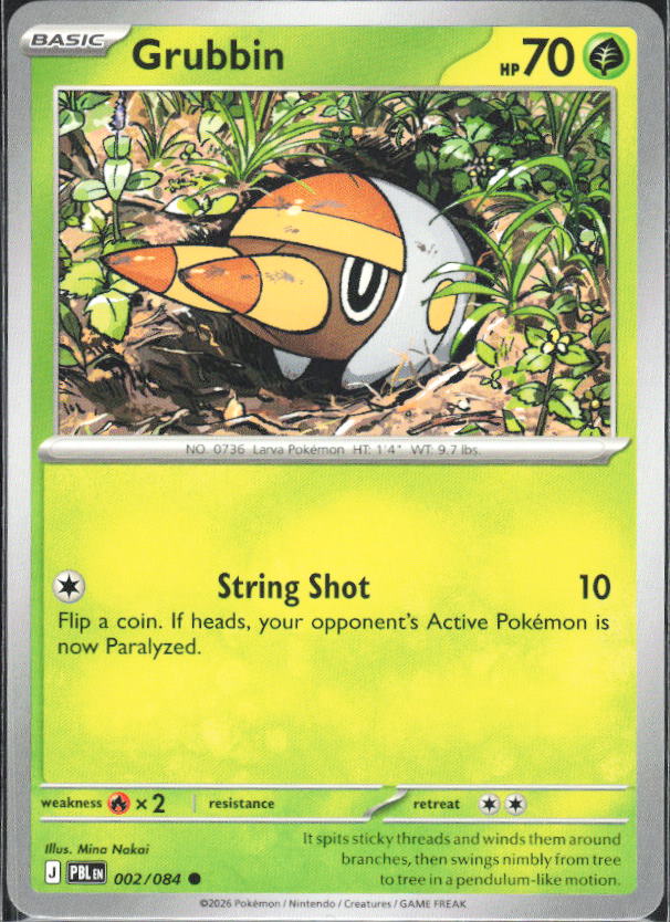 2026 Pokémon Pitch Black #002/084 Grubbin - framsida