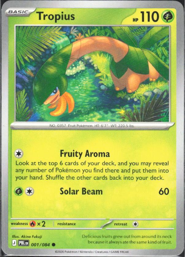 2026 Pokémon Pitch Black #001/084 Tropius - framsida
