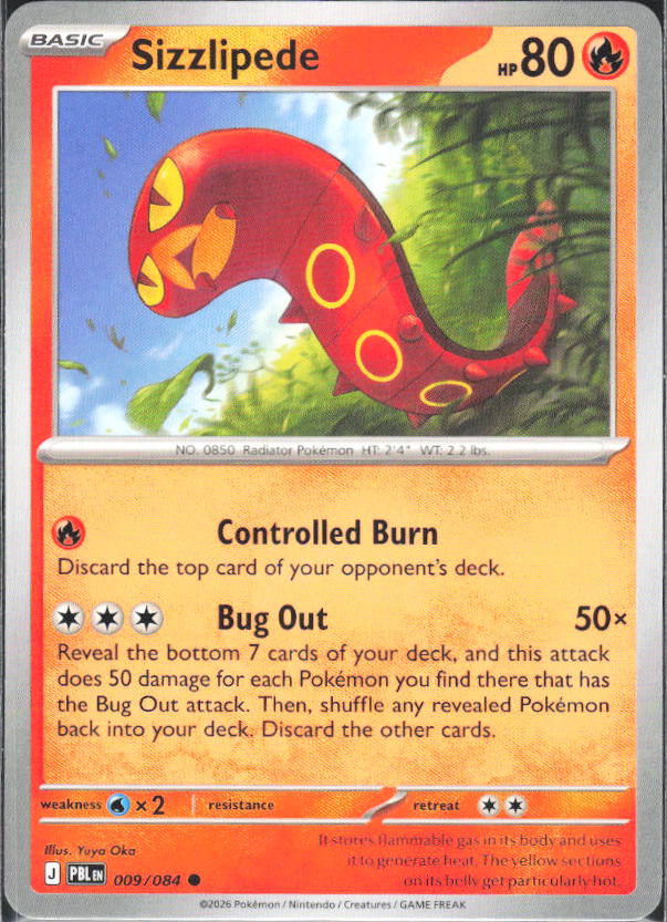2026 Pokémon Pitch Black #009/084 Sizzlipede - framsida