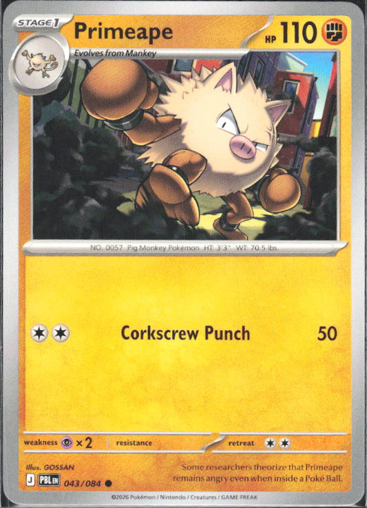 2026 Pokémon Pitch Black #043/084 Primeape - framsida