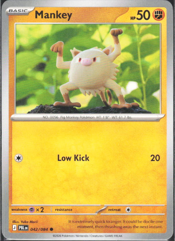 2026 Pokémon Pitch Black #042/084 Mankey - framsida