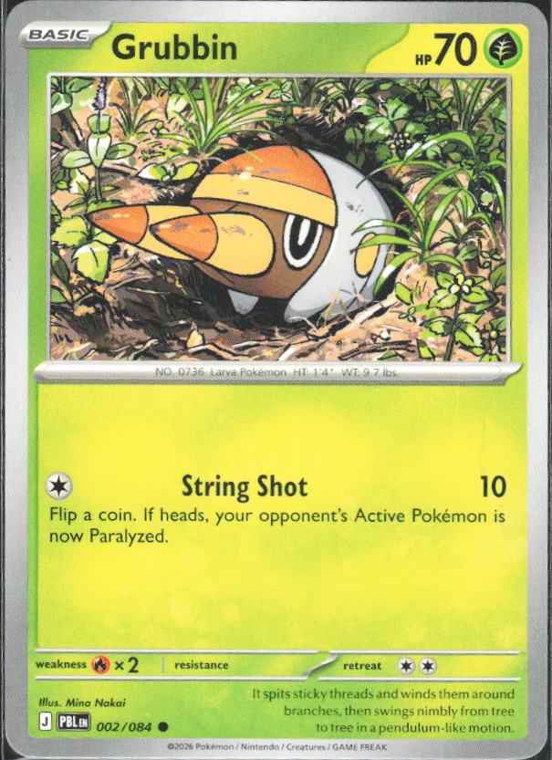 2026 Pokémon Pitch Black #002/084 Grubbin - framsida