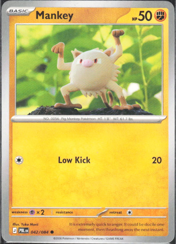 2026 Pokémon Pitch Black #042/084 Mankey - framsida