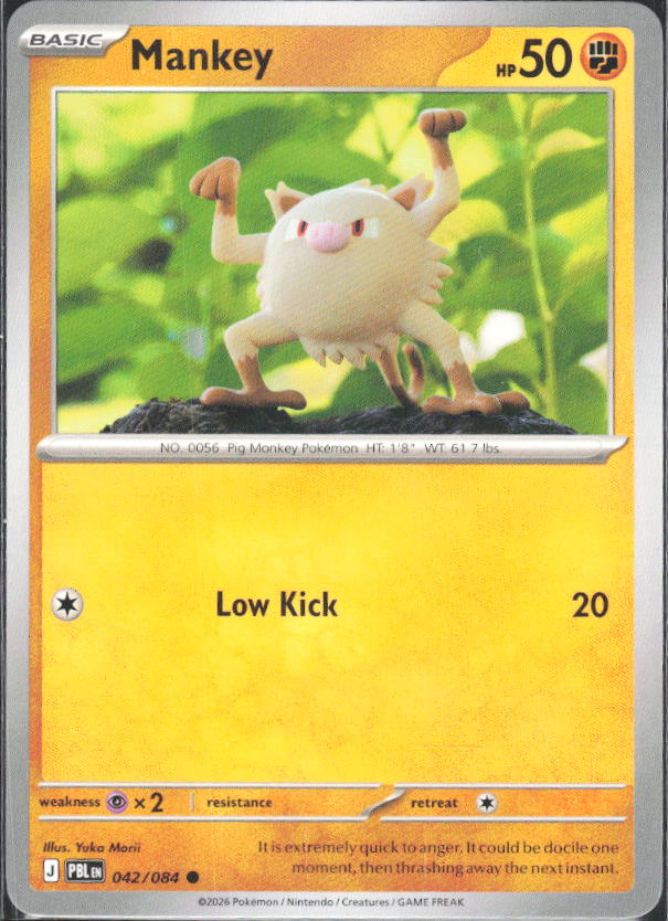2026 Pokémon Pitch Black #042/084 Mankey - framsida