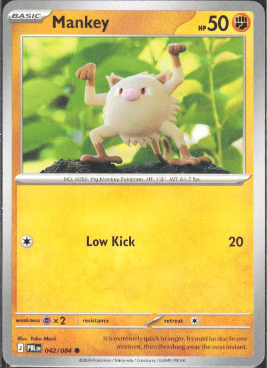 2026 Pokémon Pitch Black #042/084 Mankey - framsida