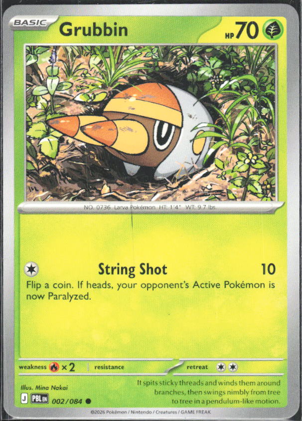 2026 Pokémon Pitch Black #002/084 Grubbin - framsida