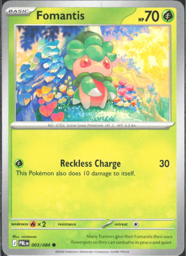 2026 Pokémon Pitch Black #003/084 Fomantis - framsida