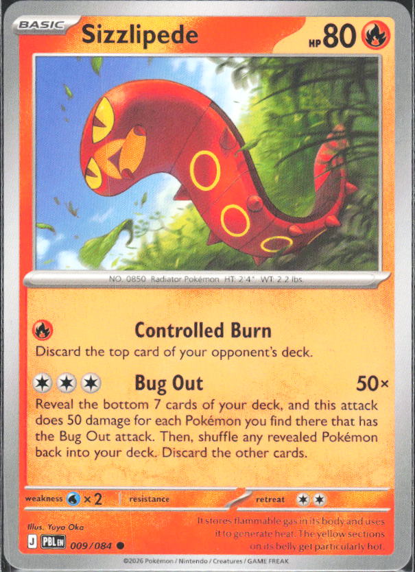 2026 Pokémon Pitch Black #009/084 Sizzlipede - framsida