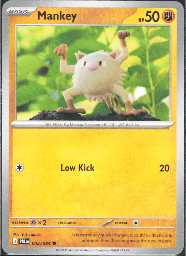 2026 Pokémon Pitch Black #042/084 Mankey - framsida