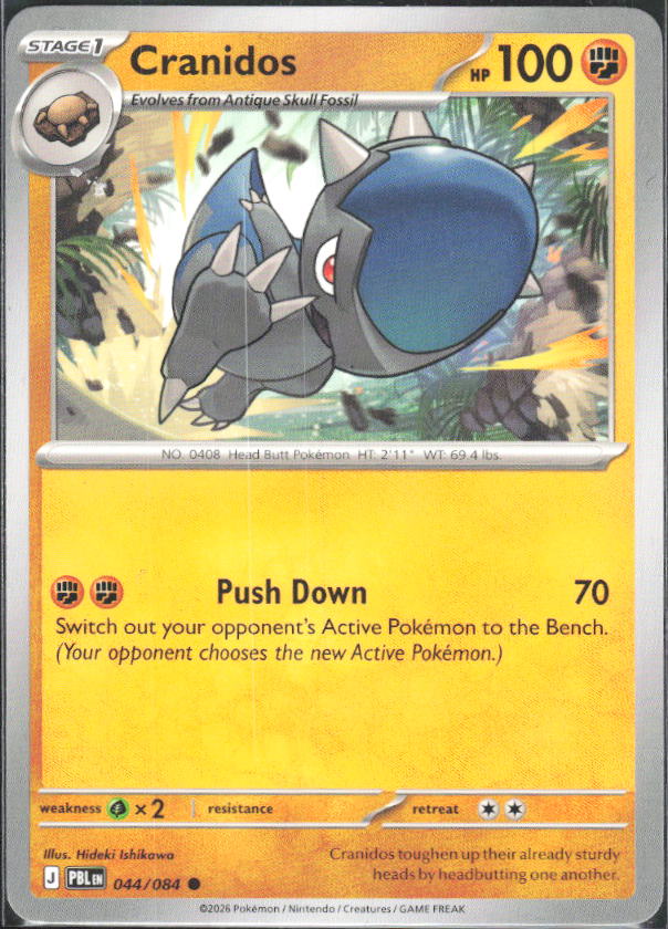 2026 Pokémon Pitch Black #044/084 Cranidos - framsida