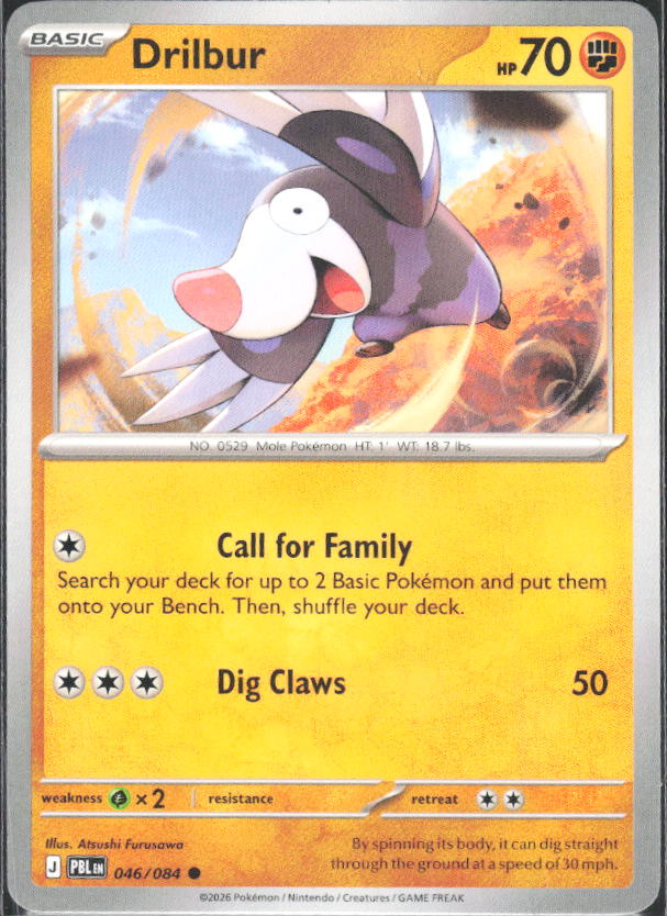 2026 Pokémon Pitch Black #046/084 Drilbur - framsida