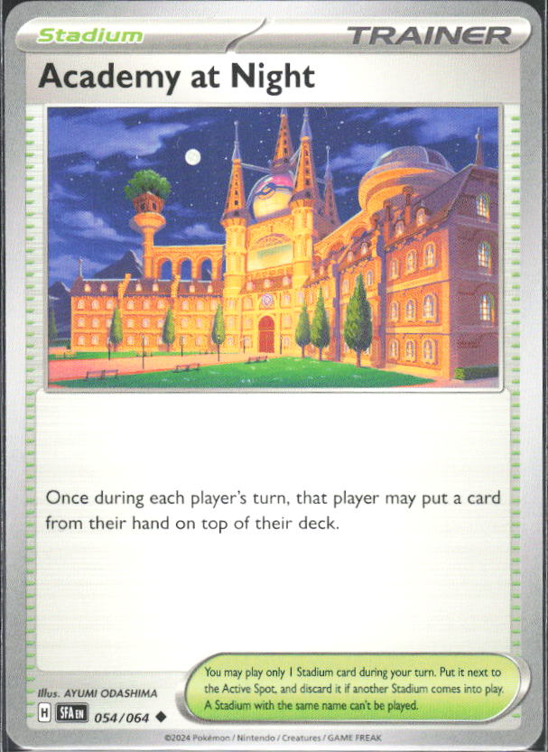 2024 Pokémon Scarlet & Violet: Shrouded Fable #054/064 Academy at Night - framsida