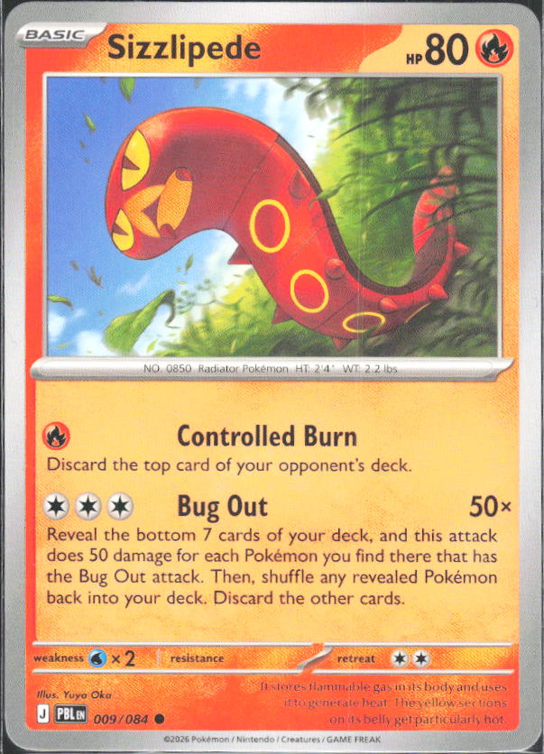 2026 Pokémon Pitch Black #009/084 Sizzlipede - framsida