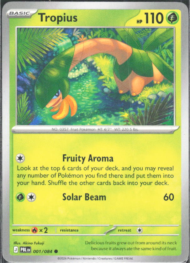 2026 Pokémon Pitch Black #001/084 Tropius - framsida