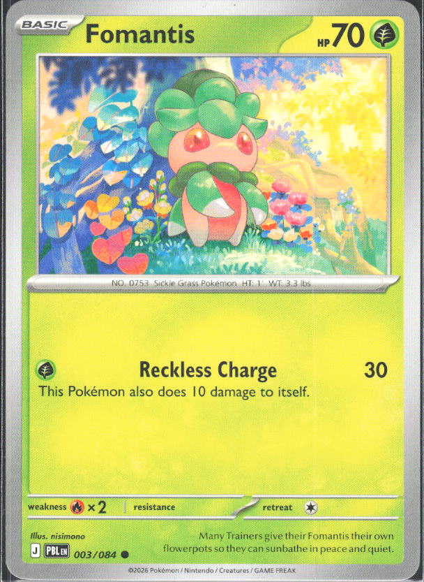 2026 Pokémon Pitch Black #003/084 Fomantis - framsida