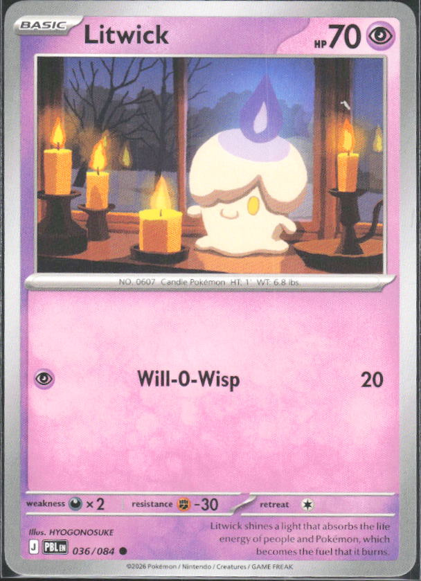 2026 Pokémon Pitch Black #036/084 Litwick - framsida