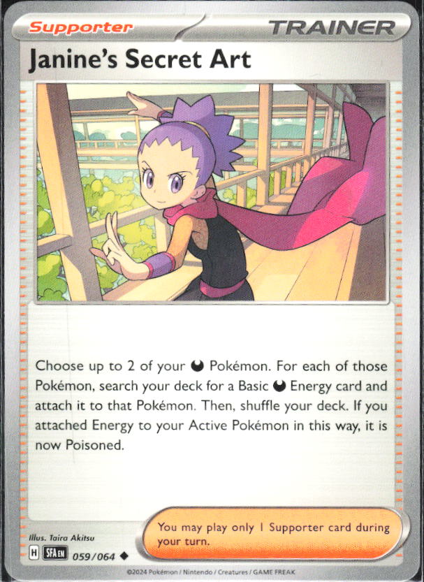 2024 Pokémon Scarlet & Violet: Shrouded Fable #059/064 Janine's Secret Art - framsida