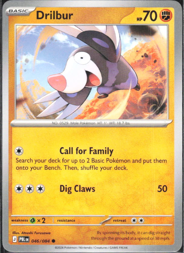 2026 Pokémon Pitch Black #046/084 Drilbur - framsida